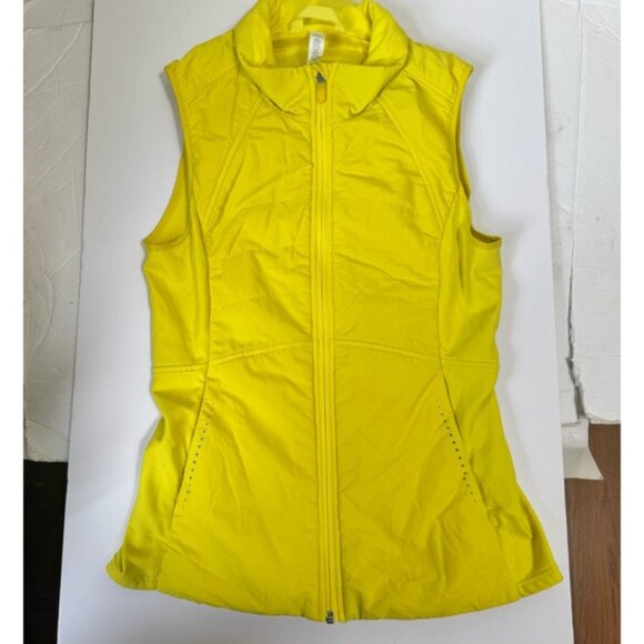 Lululemon Another Mile Vest Water Wind Repellent Stretch Full Zip Pockets Yellow - Picture 2 of 15